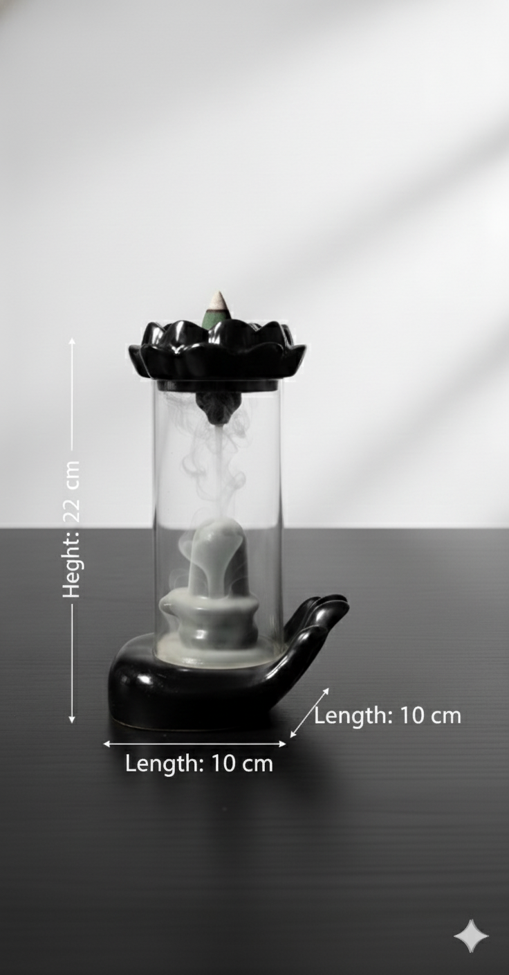 Hand glass Shivling with 30 cones