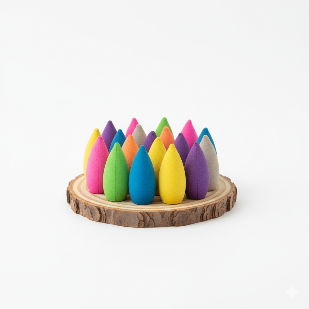 Hand glass Shivling with 30 cones